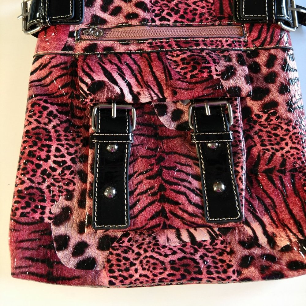 Hot Pink Animal Print Messenger Bag